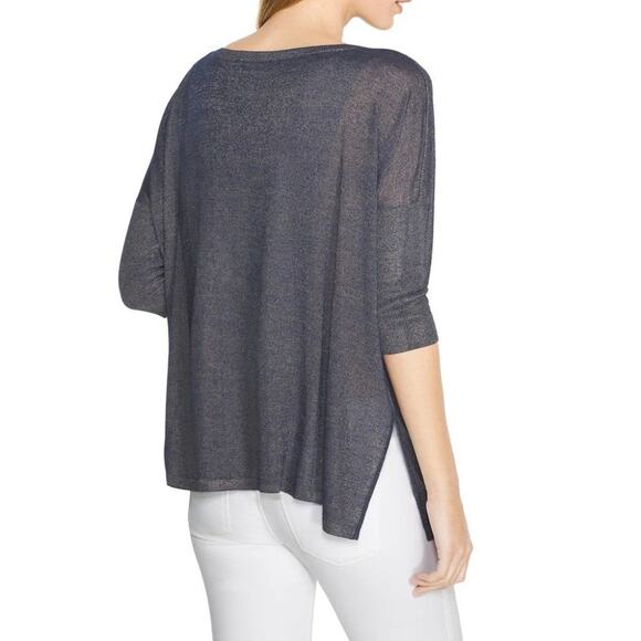 WHBM Boxy Layer Navy Shimmer Pullover Poncho Sweater Size XS (Runs Large)πβ¨π - Picture 3 of 16